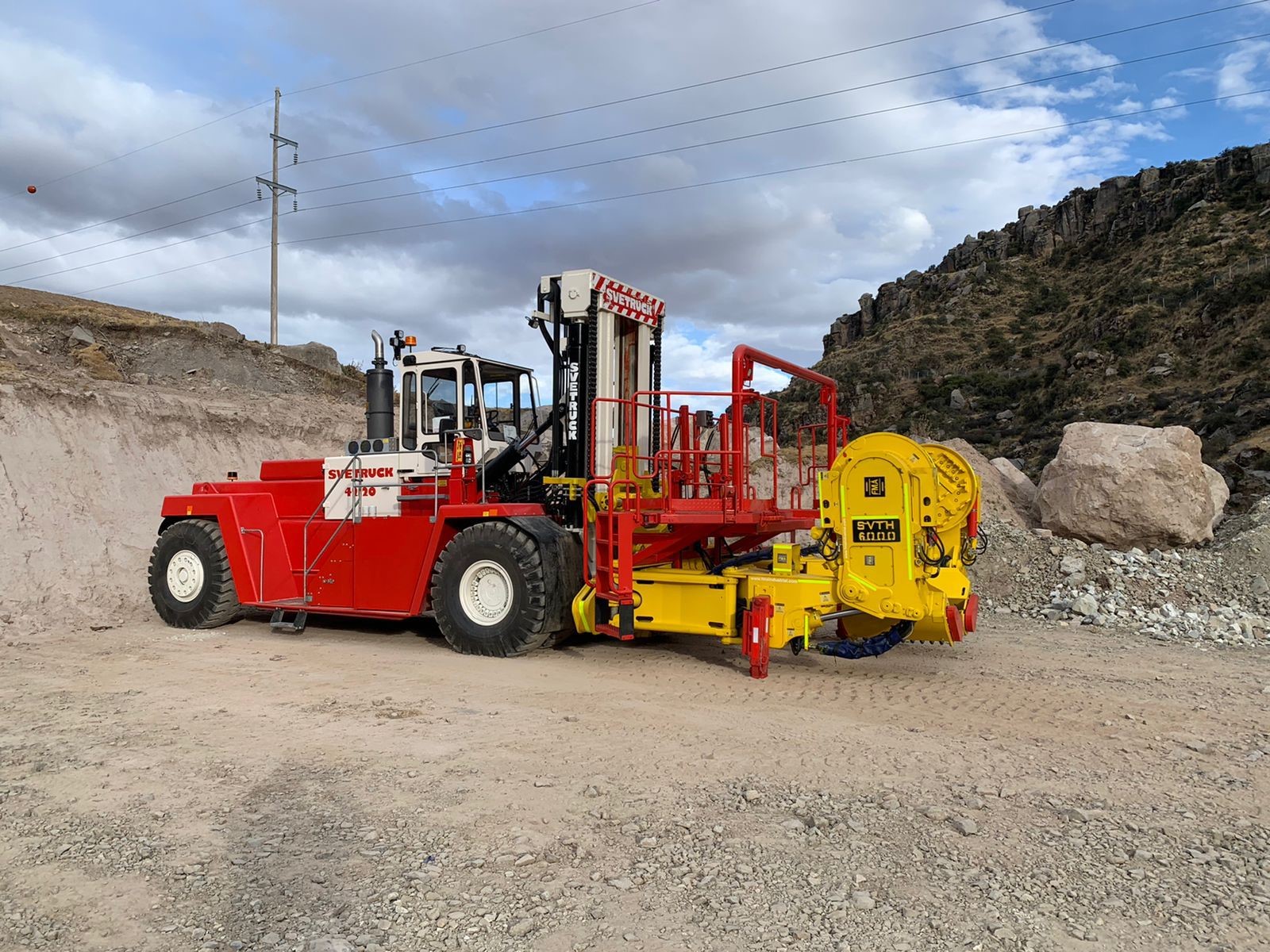 SVTH-6000 Tyre Handler supplied to Las Bambas mining in Peru